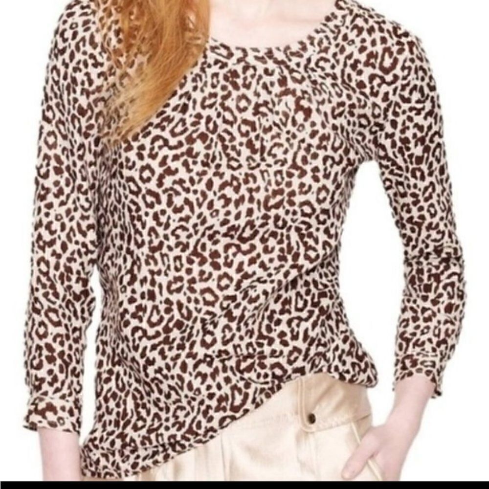 J CREW Linen Leopard Blouse - Picture 1 of 7